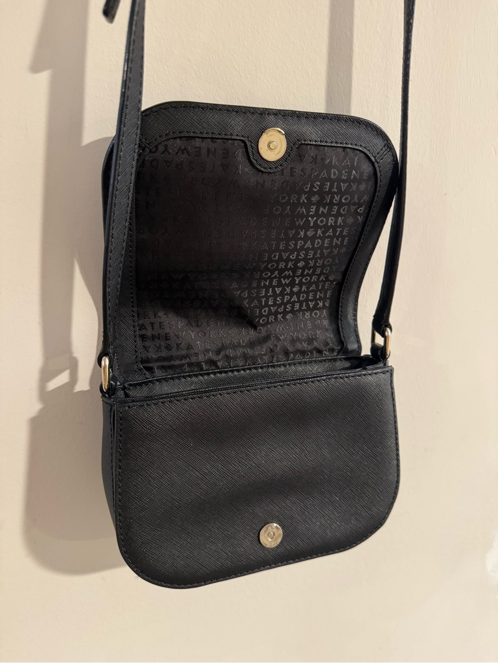 Kate Spade Black Mini Crossbody Saddle Bag with Gold Accent - Picture 4 of 7